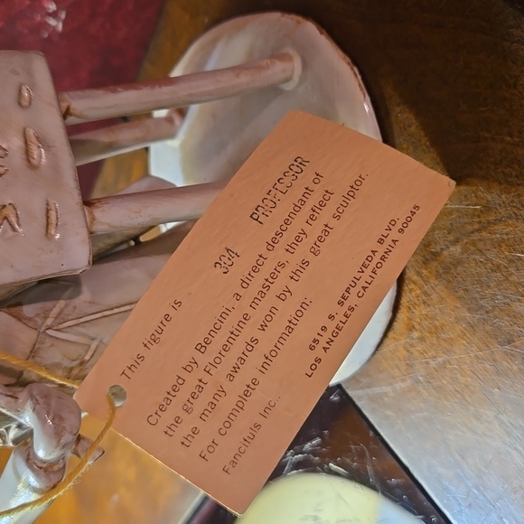 Vintage Dino Bencini Professor Figurine Art Pottery Italy 6.5" W/Tag #304 Signed - Picture 4 of 11